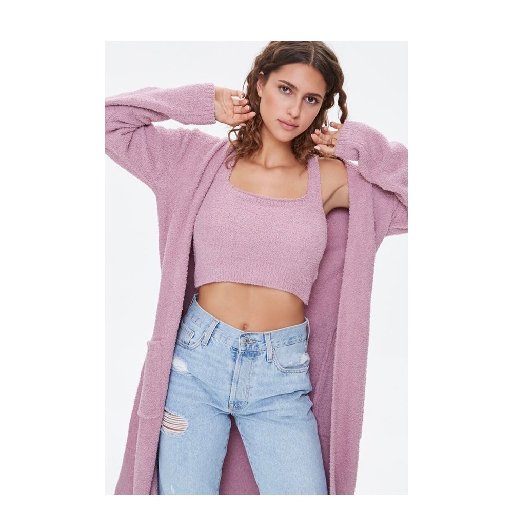 Forever21 belted cardigan sweater robe orchid soft cozy loungewear